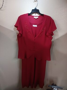 Studio 1 Women's Red Embellished 2pc Dress Size18